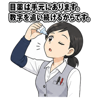 目薬は手元にあります。数字を追い続けるからです。