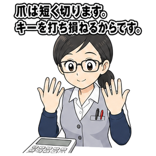 爪は短く切ります。キーを打ち損ねるからです。
