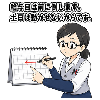 給与日は前に倒します。土日は動かせないからです。
