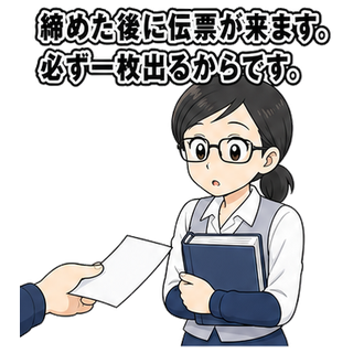 締めた後に伝票が来ます。必ず一枚出るからです。