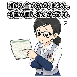 誰の入金か分かりません。名義が個人名だからです。