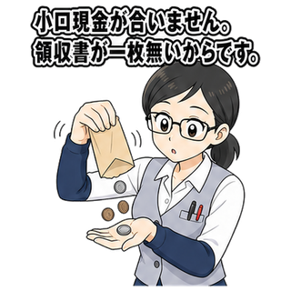 小口現金が合いません。領収書が一枚無いからです。