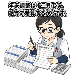 年末調整は十二月です。給与で精算するからです。