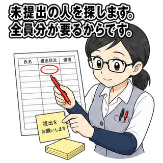 未提出の人を探します。全員分が要るからです。
