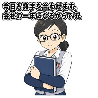 今日も数字を合わせます。会社の一年になるからです。