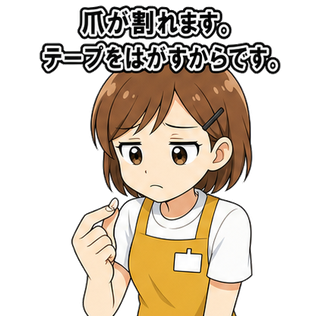 爪が割れます。テープをはがすからです。