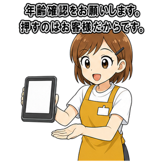 年齢確認をお願いします。押すのはお客様だからです。