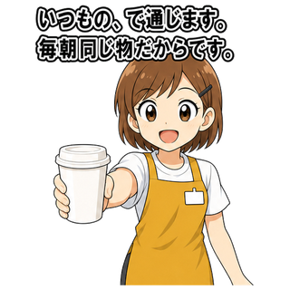 いつもの、で通じます。毎朝同じ物だからです。