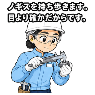 ノギスを持ち歩きます。目より確かだからです。