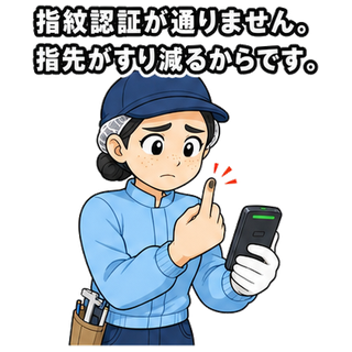 指紋認証が通りません。指先がすり減るからです。