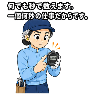 何でも秒で数えます。一個何秒の仕事だからです。