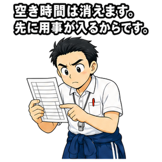 空き時間は消えます。先に用事が入るからです。