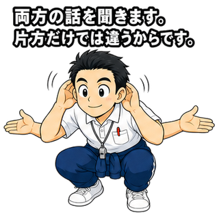 両方の話を聞きます。片方だけでは違うからです。