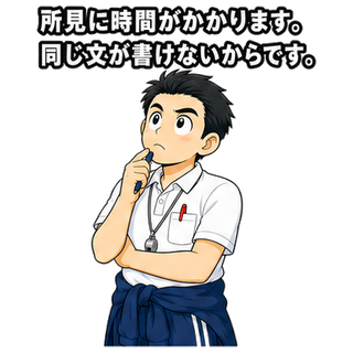 所見に時間がかかります。同じ文が書けないからです。