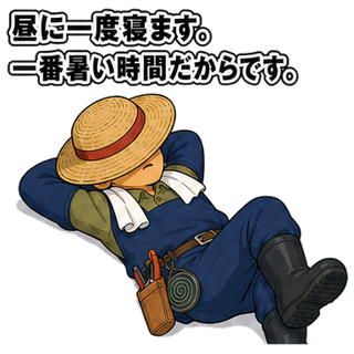 昼に一度寝ます。一番暑い時間だからです。