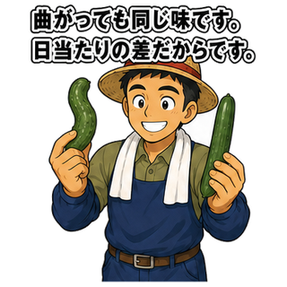 曲がっても同じ味です。日当たりの差だからです。
