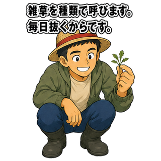 雑草を種類で呼びます。毎日抜くからです。