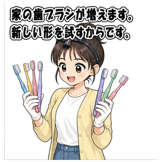 家の歯ブラシが増えます。新しい形を試すからです。