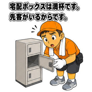 宅配ボックスは満杯です。先客がいるからです。