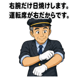 右腕だけ日焼けします。運転席が右だからです。