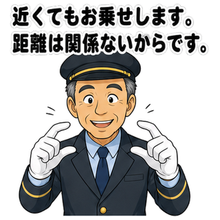 近くてもお乗せします。距離は関係ないからです。