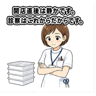 開店直後は静かです。診察はこれからだからです。