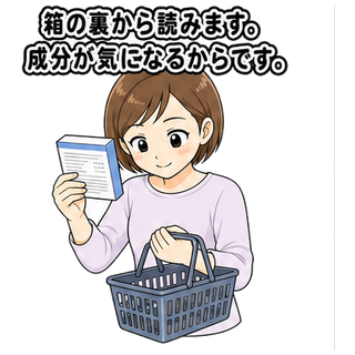 箱の裏から読みます。成分が気になるからです。