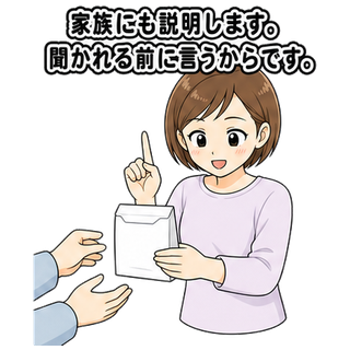 家族にも説明します。聞かれる前に言うからです。