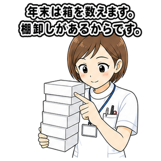 年末は箱を数えます。棚卸しがあるからです。