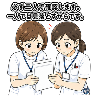 必ず二人で確認します。一人では見落とすからです。